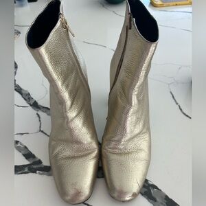 Yves Saint Laurent Metallic Gold Ankle Boots